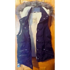 Navy Fur Lined Vest